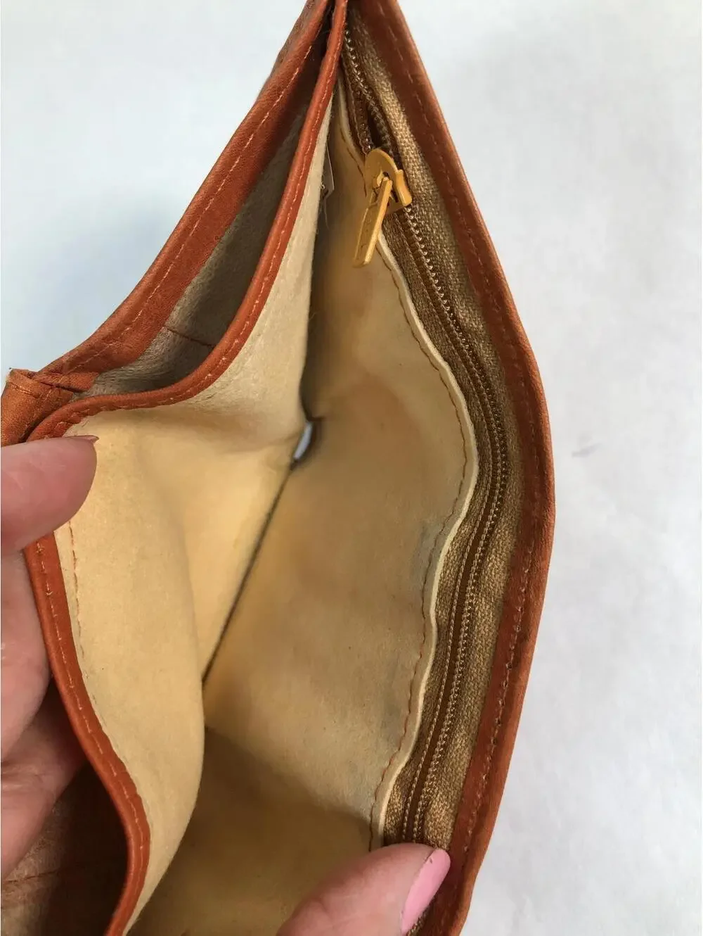 Genuine Leather Hand Made Tri-Fold Wallet Brown